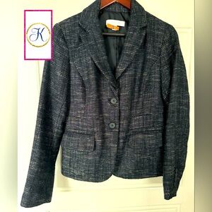 Tweed Blazer, Navy Blue, White & Silver Thread Blazer